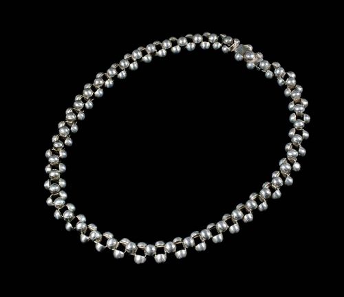 early Mexican Deco silver "caviar" Necklace