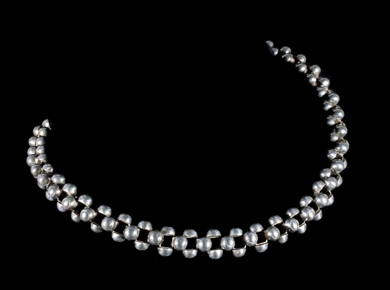 early Mexican Deco silver &quot;caviar&quot; Necklace