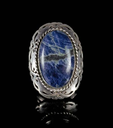 bold Mexican silver and sodalite Spanish Colonial Ring