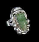Mexican Deco silver repousse "masquette" Ring ~ Matl style