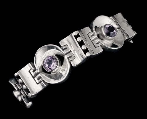 Los Ballesteros Mexican 970 silver and amethyst modernist Bracelet