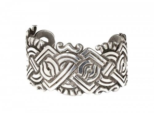 early William Spratling Mexican silver "Aztec" Cuff Bracelet