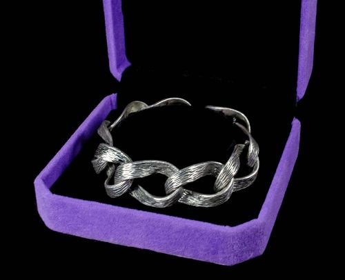 mod 1950s Danecraft sterling silver Bracelet ~ heavy textured links