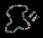chunky Mexican modernist silver azur-malachite Necklace Earrings set