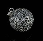big, heavy Mexican silver Etruscan Pendant ~ chiming ball
