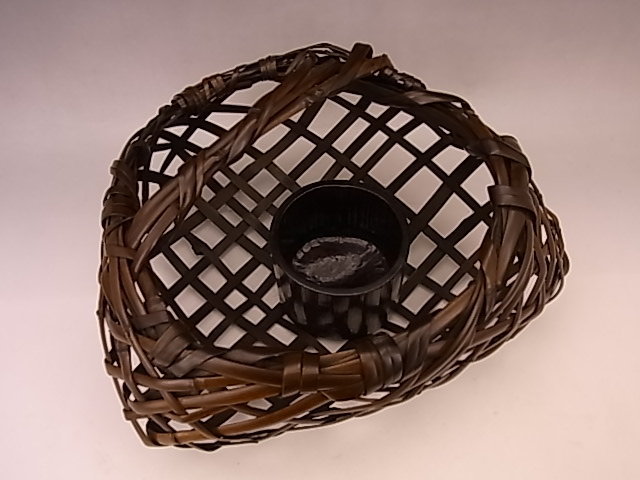 Japanese 20th C. bamboo flower basket by Chikuunsai II