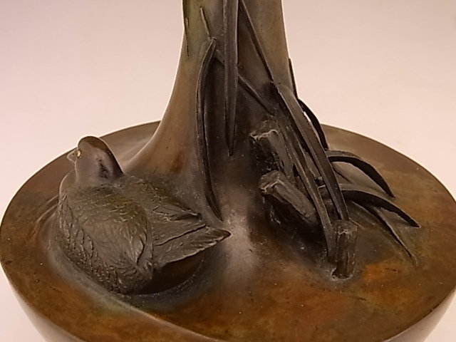 Japanese Meiji Period Bronze Duck Design Vase
