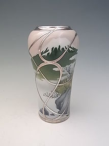 Japan L.19th - E. 20th C. Nishiura Mt. Fuji Design Vase