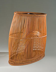 Japanese Mid 20th C. Bamboo Flower Basket by LNT Maeda Chikubosai II