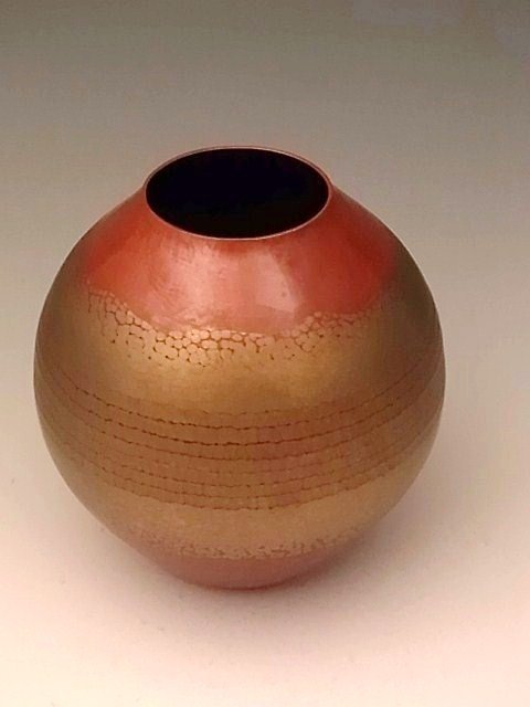 Japanese Mid 20th C. Hand Hammered Copper Vase