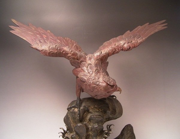 Japanese Early 20th Century Bronze Hawk