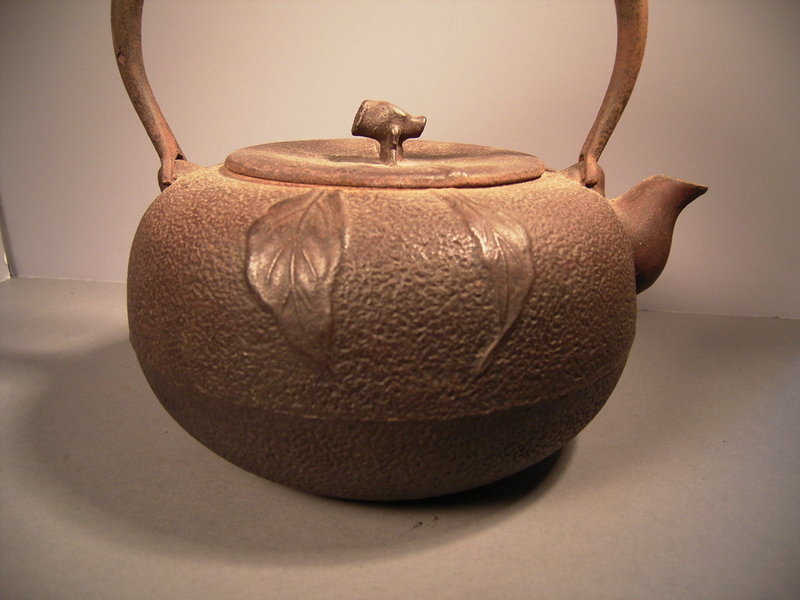 Japanese E. 20th C. Iron Tea Kettle with Persimmon Design