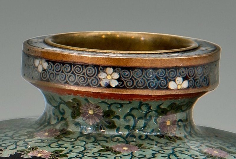 Japanese E. 20th C. Ota Hyozo Pair of Miniature Cloisonne Vases