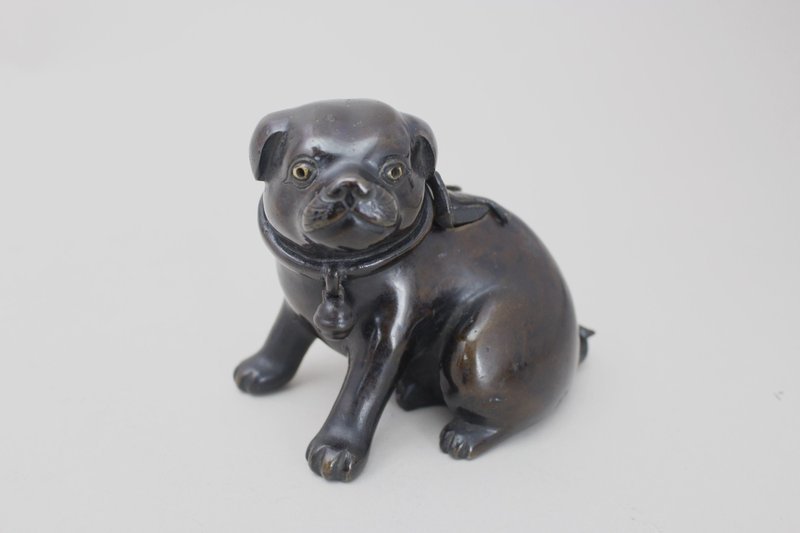 Japanese Edo Period AKAGANE Red Bronze Puppy Design Incense Burner