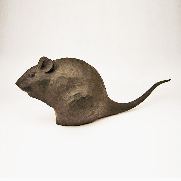 Japanese 20th C. Carved Wood Rat by Kato Tomohiko