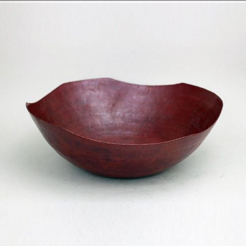 Japanese Late 20th Century Hand Hammered Copper Uneven-Edged Bowl