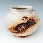 Japanese E. 20th C. Crab Design Earthenware Vase by Suigetsu