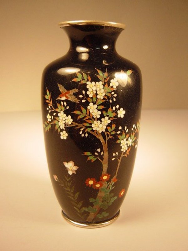Japanese E. 20th C. Pair of Miniature Cloisonne Vases