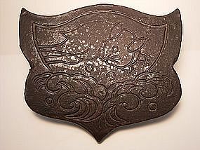 Japanese 20th Century rabbit and waves design roof tile