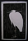 Japanese Mid 20th Century Ide Gakusui Heron Print