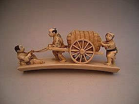 Japanese 20th C. Ivory Carving of Family of Farmers