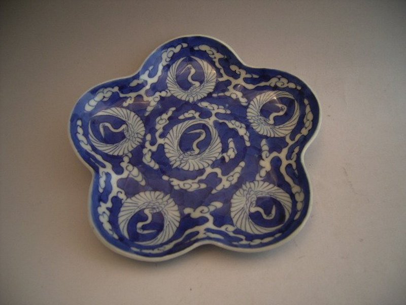 Japanese 19th Century Blue and White Plum Shaped Plate