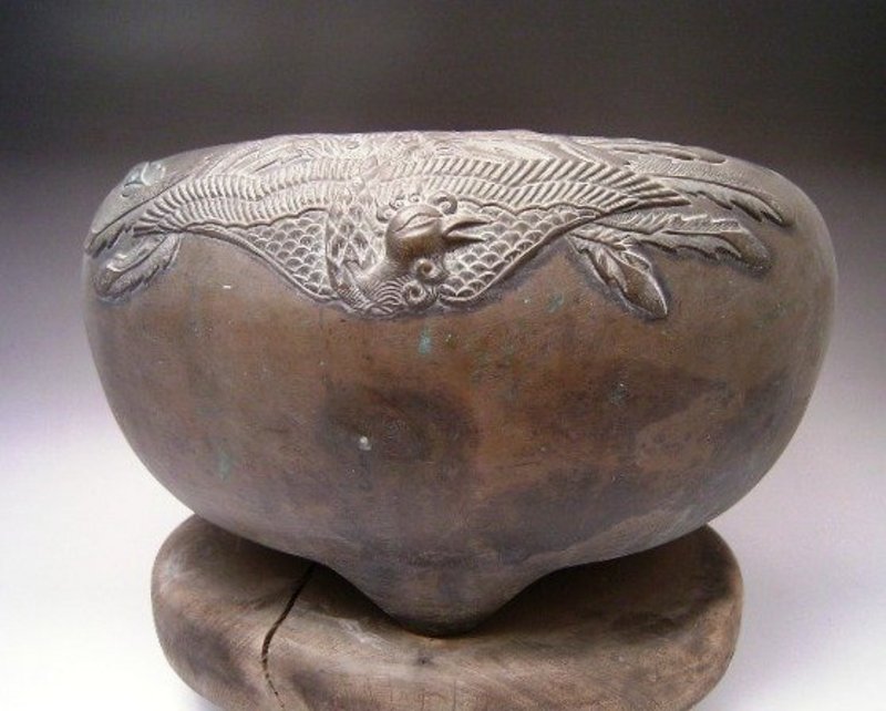 Japanese Early 20th Century Bronze Phoenix Hibachi