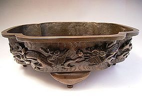 Japanese Early 20th Century Bronze Flower Container