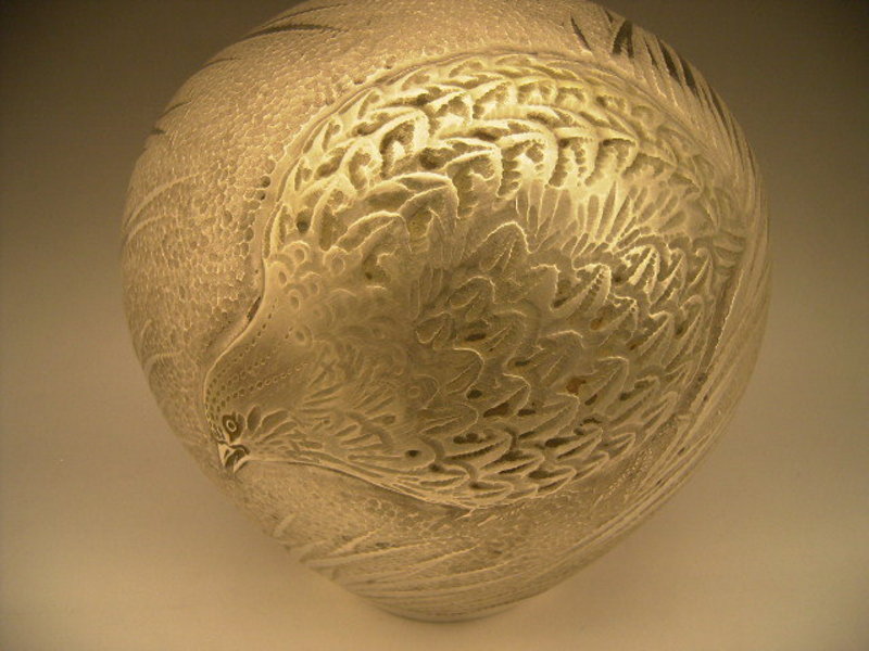 Japanese Mid 20th Century Quail Design Silver Vase