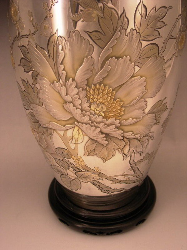 Japanese Mid 20th Century Pure Silver Vase