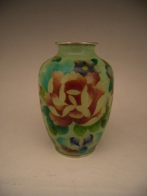 Japanese 20th C. Plique a Jour Flower Design Vase