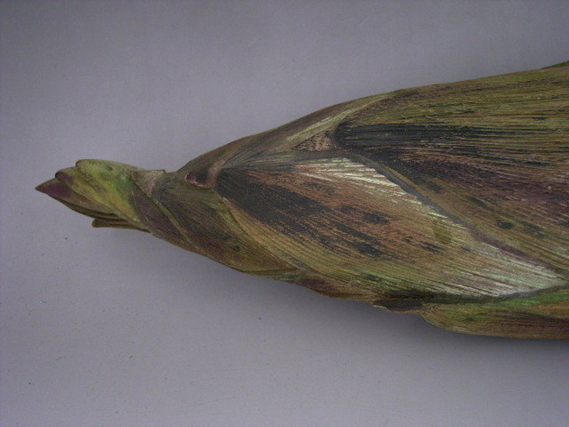 Japanese Mid 20th Century wooden bamboo shoot carving