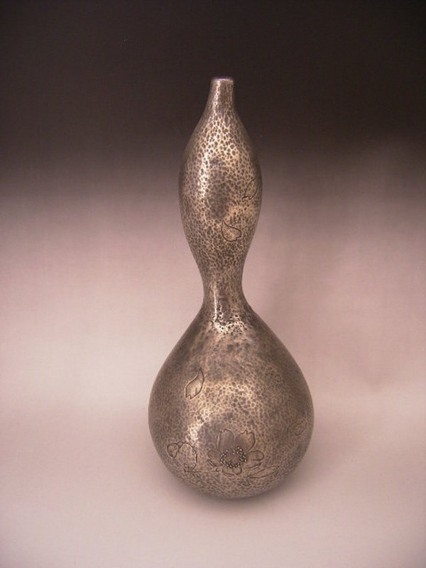 Japan E. 20th C. Silver Gourd Vase - RECOVERED!!!