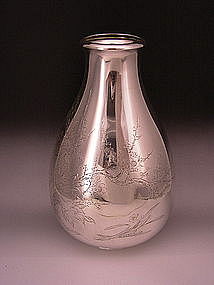 Japanese Meiji Period Large Silver Vase by Yukiteru