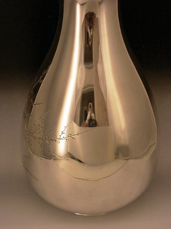 Japanese Meiji Period Large Silver Vase by Yukiteru