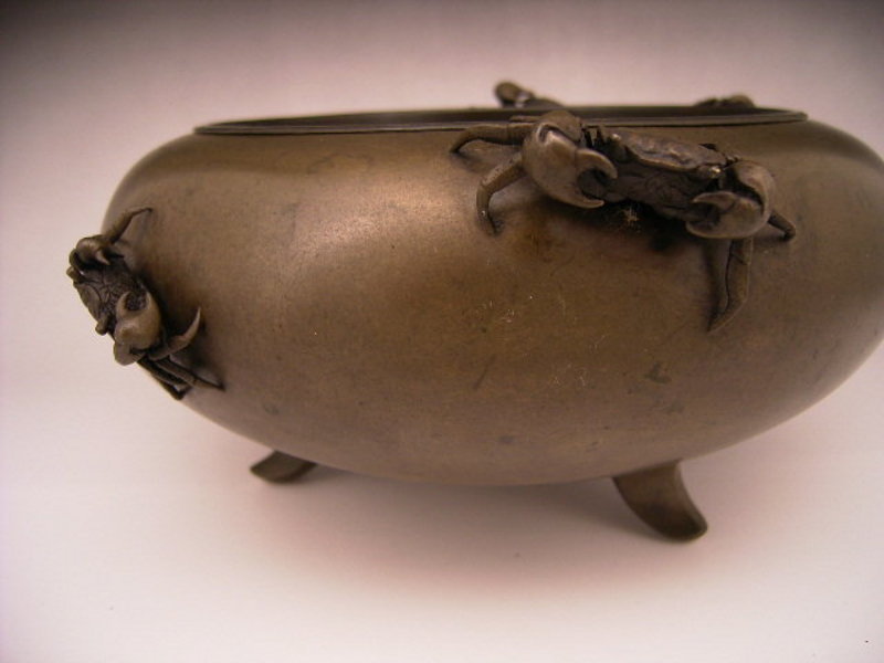 Japanese Bronze Vase with Crabs
