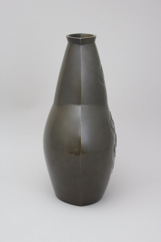 Japanese E. 20th C. Bronze Vase by Bokuzen