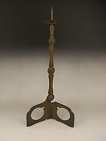 Japanese Edo Bronze Portable & Collapsible Candle Stand