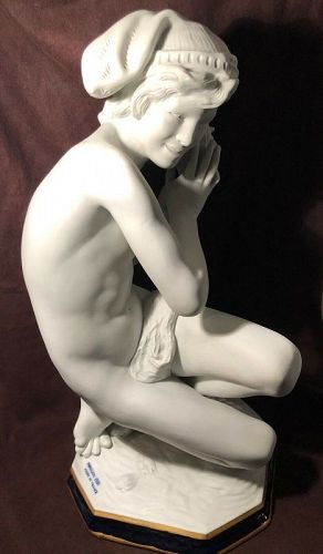 Tall Vintage French Porcelain D'Art Parian  Biscuit  Statue of a Boy