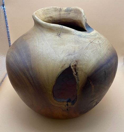 Vintage California Artist Jim Mathias Hand Turned Wood Vase