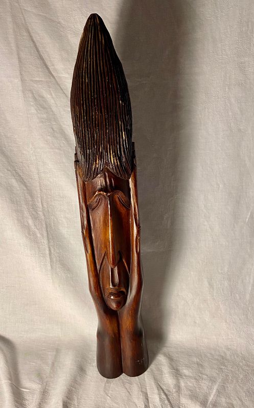 Tall African  Carving of a Woman with Hands