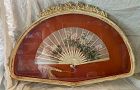Antique Victorian Ladies Fan in Shadow Box