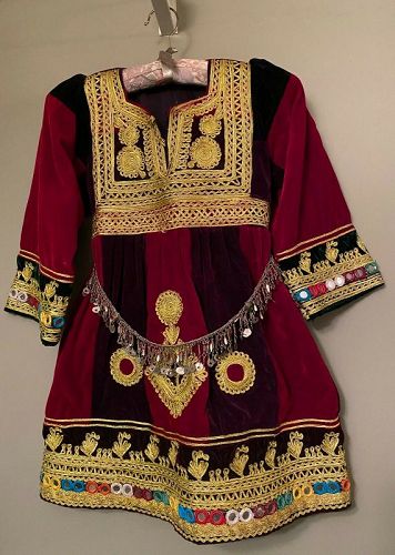 Vintage Afghan Child's Tribal Velvet Dress Berber