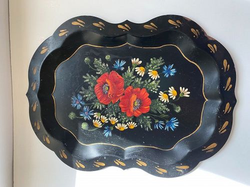 Tole Painted Tray With Roses