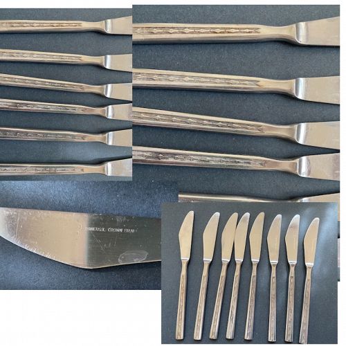 8 Roneusil Crown Brand Dinner Knives