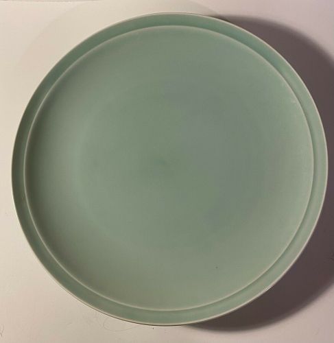 Signed Sea Green Celadon Ceramic Charger