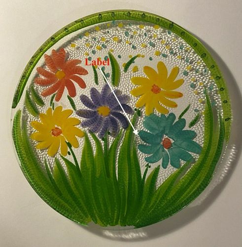 Reverse Hand Painted Italian Glass Platter 13"