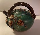 Large Chinese Clay Teapot Sculpture with Applied Grapes