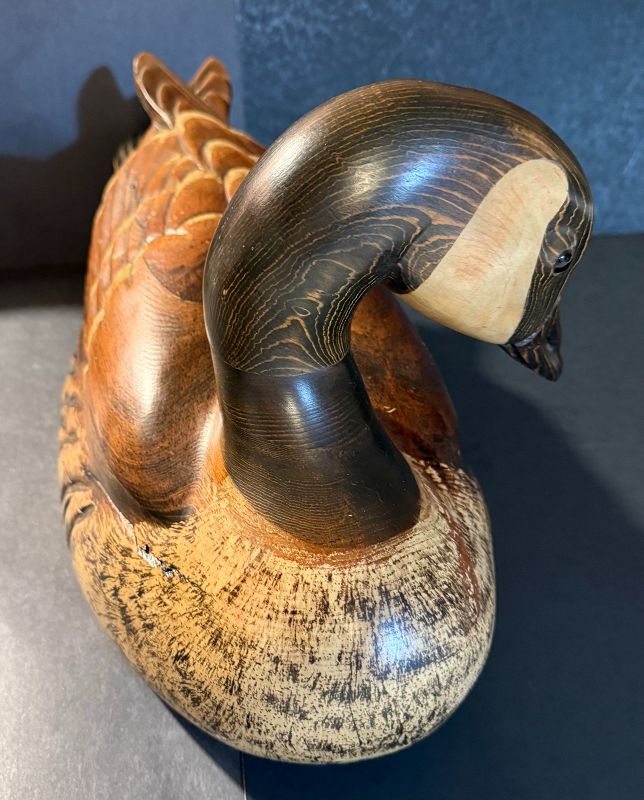 Large Signed Tom Taber Turned Canada Goose Duck Decoy (item