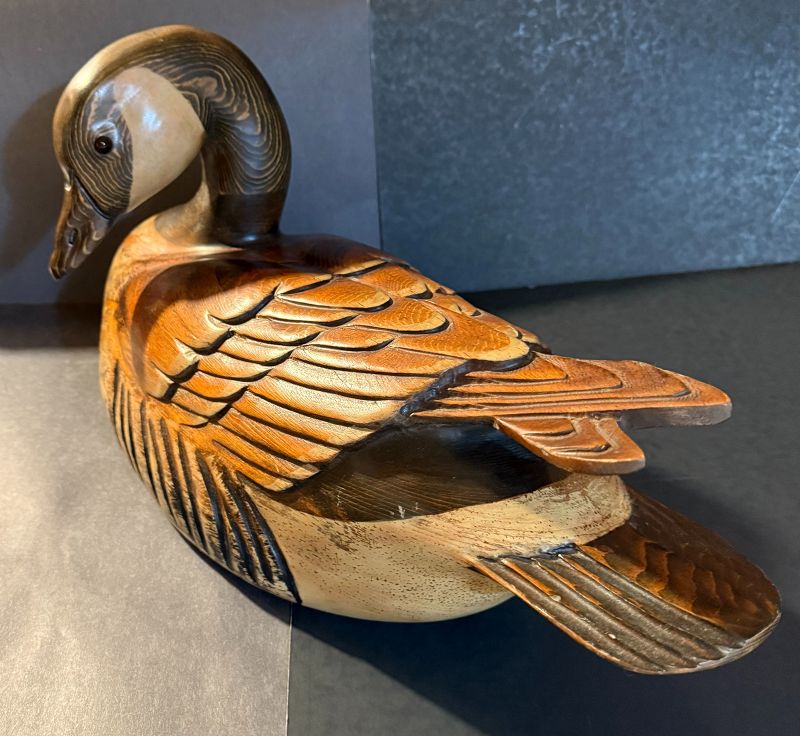 Large Signed Tom Taber Turned Canada Goose Duck Decoy (item